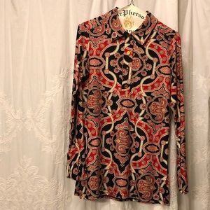 Jude Connally matching long top and vest